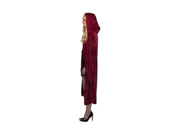 Vinrød velour kappe, 170 cm