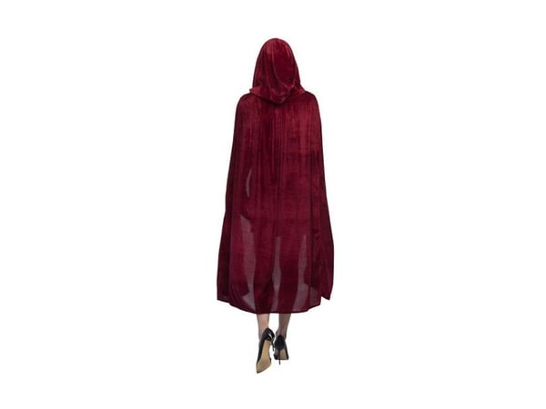 Vinrød velour kappe, 170 cm