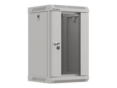 Lanberg WF11 Series - Rack skap - 300 x 300, with glass door, flat pack - veggmonterbar - grå, RAL 7035 - 9U - 10"