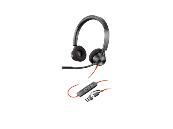 HP Poly Blackwire 3320 - Blackwire 3300 series - hodesett - on-ear - kablet - USB-C - svart - UC-sertifisert