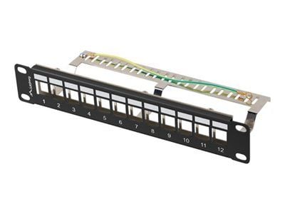 PATCHPANEL BLANK 12 PORTAR 1U 10" FTP MED ORGANISATÖR FÖR KEYSTONE-MODULER SVART LANBERG