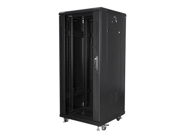 Lanberg FF01 series - Rack skap - 600 x 600, flat pack - fritt stående - svart, RAL 9004 - 27U - 19"