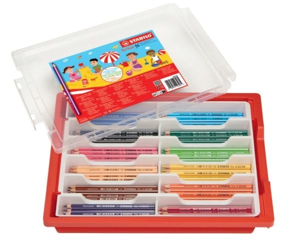 Stabilo Trio fargeblyantsett med 96 deler assorterte fargeblyanter, tykke, trekantede