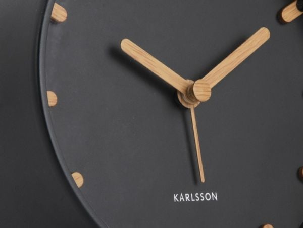 Karlsson Grace, Quartz-väckarklocka, Rund, Svart, Strykjärn, 12 timmar, Analog