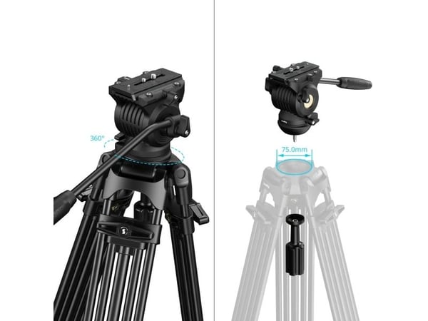 SmallRig 5442, 3 ben, Sort, 185 cm, 3,8 kg