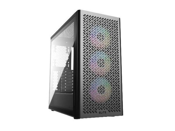 Cooler Master Elite 502 - Mid tower - utvidet ATX (E-ATX) - sidepanel med vindu (herdet glass) - ingen strømforsyning (ATX) - svart - USB/lyd