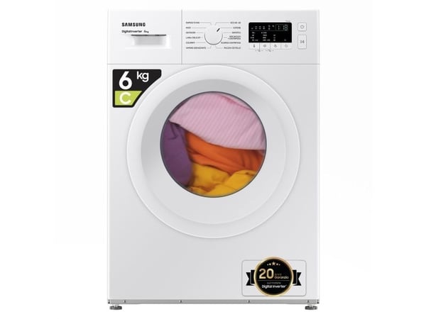 Samsung WW60A3120WE, Edestä täytettävä, 6 kg, C, 74 dB, 1200 RPM, C
