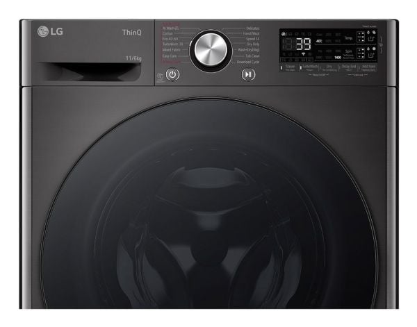 LG F4DR711S2BA - Vaskemaskin/tørker - Wi-Fi - bredde: 60 cm - dybde: 62 cm - høyde: 85 cm - frontileggelse - 11 kg - 1400 rpm - svart stål
