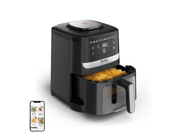 Tefal Easy Fry Silence EY5568E0, Varmluftsfritös, 5 l, 40 ° C, 220 ° C, Single, Svart, Rostfritt stål