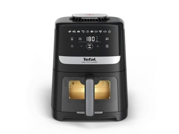Tefal Easy Fry Silence EY5568E0, Varmluftsfrityr, 5 l, 40 °C, 220 °C, Single/enkelt, Svart, Rustfritt stål