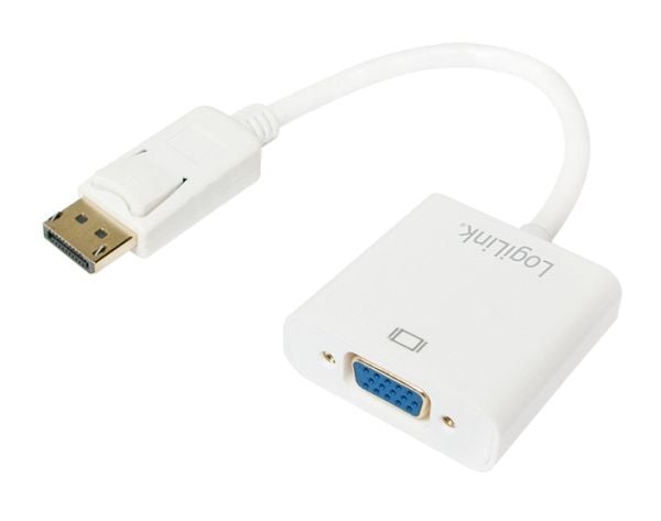 LogiLink - VGA-adapter - DisplayPort (hann) til HD-15 (VGA) (hunn) - 15 cm - formstøpt - hvit