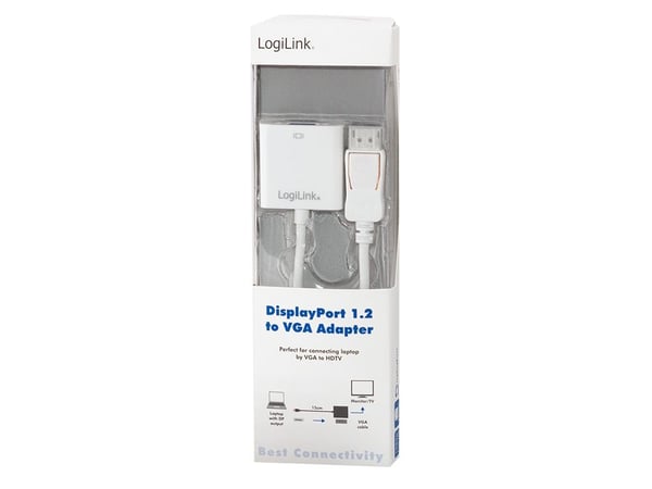 LogiLink - VGA-adapter - DisplayPort (hann) til HD-15 (VGA) (hunn) - 15 cm - formstøpt - hvit