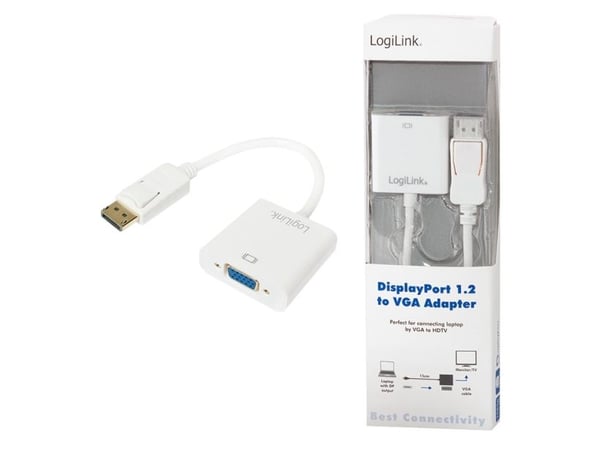 LogiLink - VGA-adapter - DisplayPort (hann) til HD-15 (VGA) (hunn) - 15 cm - formstøpt - hvit