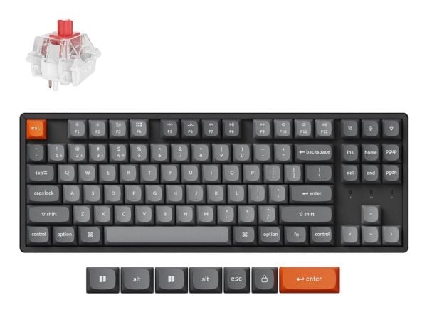 Keychron K8 MAX - Tastatur - QMK , mechanical, fully Assembled(hot-swappable) - 80% - bakgrunnsbelyst - trådløs - USB-C, Bluetooth 5.1, 2.4 GHz - t...