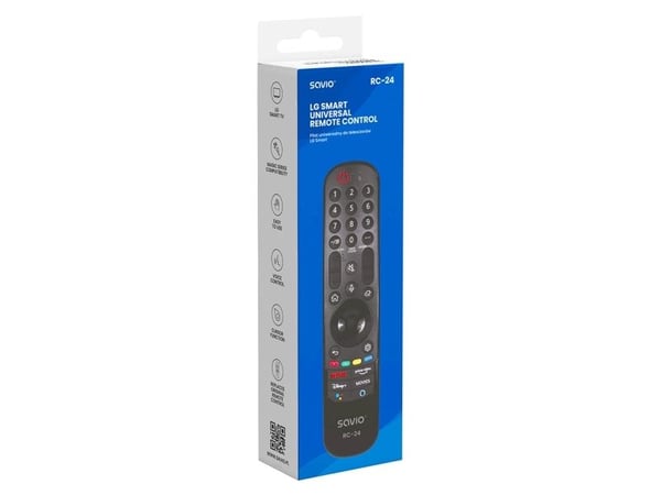 Savio RC-24, TV, Universel, IR trådløs, Tryk på knapper, Sort