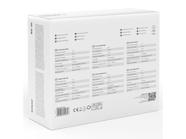Savio RS-01, Bærbar, Analog, FM, 87,5 - 108 MHz, 3 W, 100 - 18 Hz