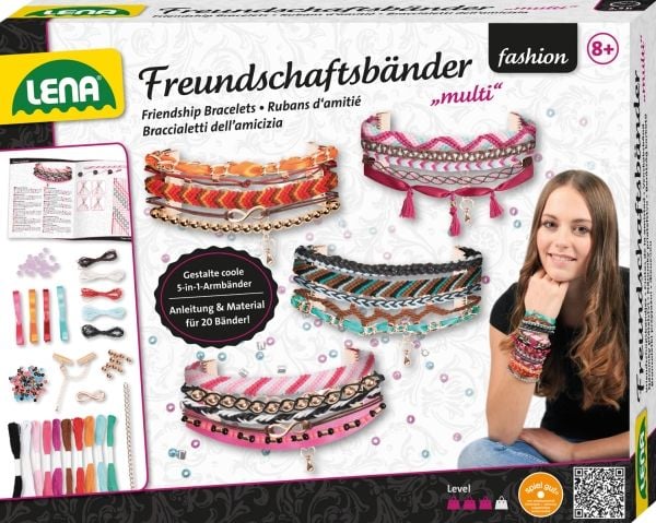 Lena 42117, Smykkesett til å lage armbånd for barn, 8 år, Flerfarget