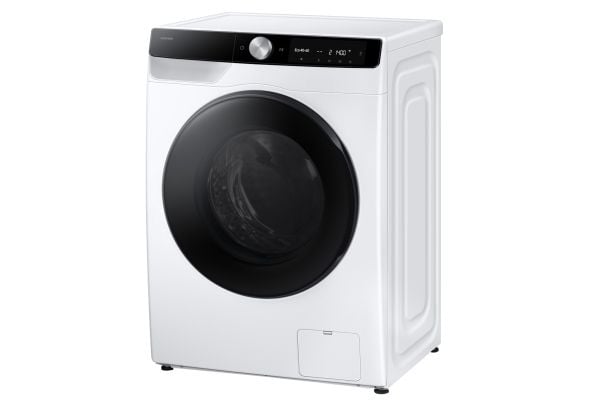 Samsung WD90DG6G94BKU4, Frontmatet, Frittstående, Hvit, Venstre, Svart, Rotasjon, Berøringskontroll