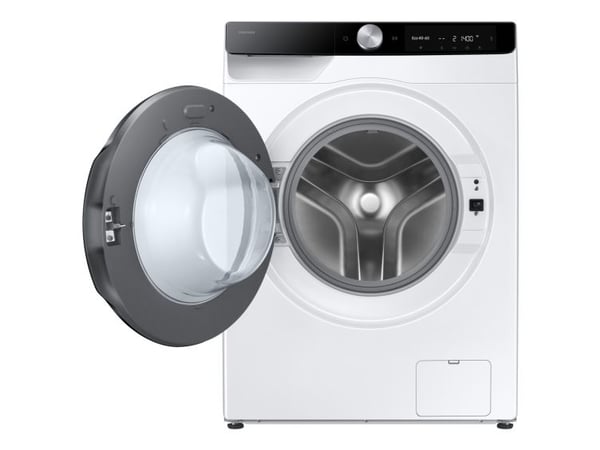 Samsung WD90DG6G94BKU4, Frontmatet, Frittstående, Hvit, Venstre, Svart, Rotasjon, Berøringskontroll