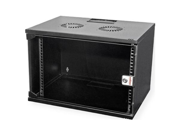 ROLINE 26.21.0186, Veggmonterbar hylle, 7U, Nøkkellås, Rack skinner, 9,5 kg, Sort