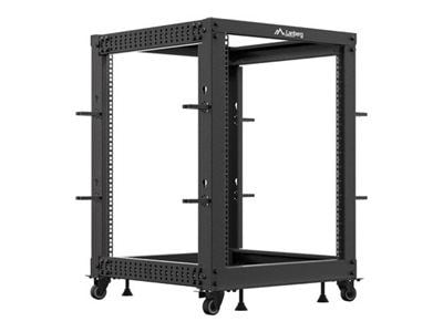 ÖPPEN 19" 15U RACK 600X600-1100 JUSTERBAR SVART LANBERG