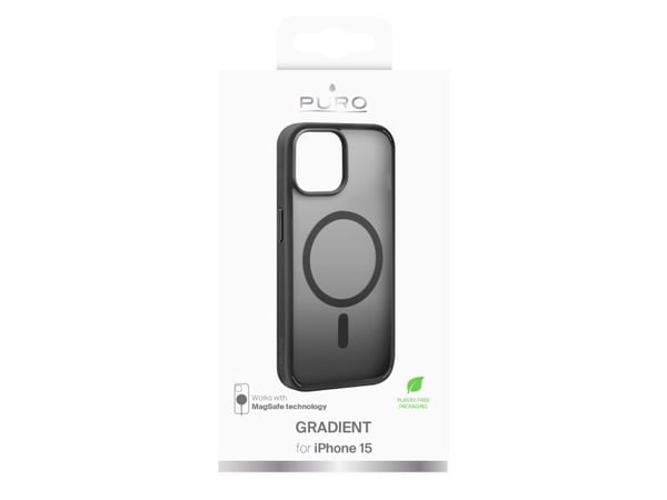 PURO Gradient, Suojus, Apple, iPhone 15, 15,5 cm (6.1"), musta