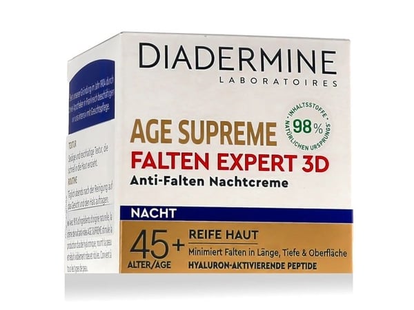 Diadermine Night anti-rynkekrem for moden hud med hyaluron Diadermine 3D Wrinkle Expert 50 ml