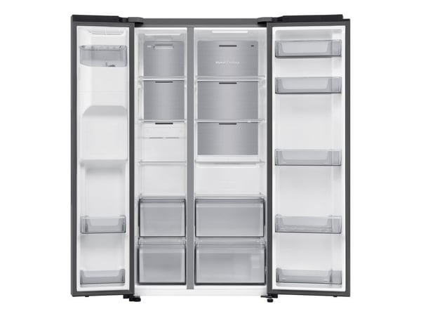Samsung RS70F64KET, Frittstående, Amerikansk dør, Rustfritt stål, 2 dører, På innsiden, R600a