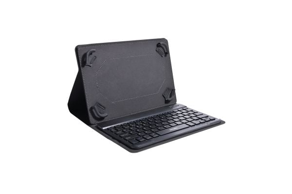 DELTACO TB-138 - Tastatur og folioveske - trådløs - Bluetooth - Nordisk - svart tastatur, svart boks