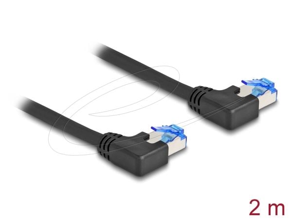 Delock RJ45 Verkostokaapeli Cat.6A S/FTP links gewinkelt 2 m musta
