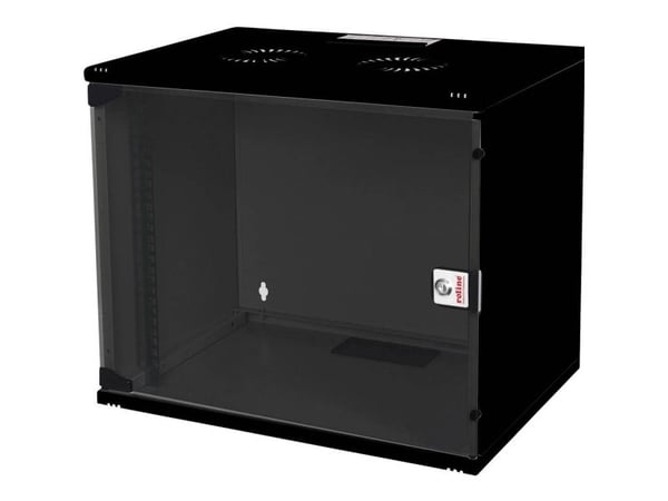ROLINE 26.21.0186, Veggmonterbar hylle, 7U, Nøkkellås, Rack skinner, 9,5 kg, Sort