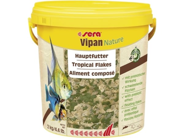 sera Vipan Nature, Akvariefisk, Tørr fiskemat, Flak, Vitamin A, Vitamin B1, Vitamin B2, Vitamin C, Vitamin D3, Vitamin E, Stor, 48,8%