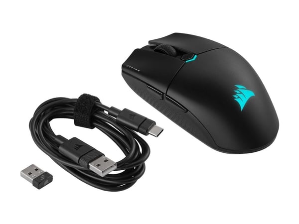 Corsair KATAR ELITE Wireless, Oikeakätinen, Optinen, RF Wireless + Bluetooth + USB Type-A, 26000 DPI, Musta