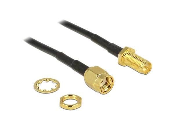 DeLOCK - Antennikaapeli - RP-SMA (hun) til RP-SMA (han) - 20 cm - RG-174 - lajittelu