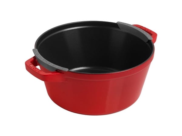 Staub La Cocotte, Stekeform, Rund, Støpejern, Keramisk, Gass, Halogen, Induksjon, Forseglet Plate, Rød, Emalje