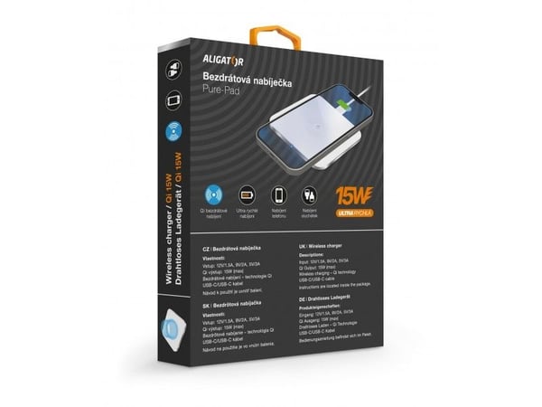 Aligator CHQ005, Sisätila, USB, Langaton lataaminen, Valkoinen