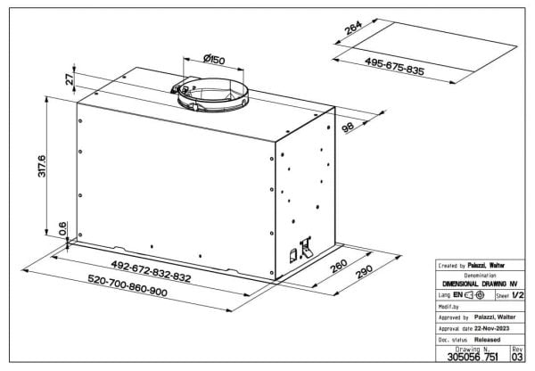 FABER S.p.A. 305.0665.355, 570 m³/t, Ducted, C, A, D, 63 dB