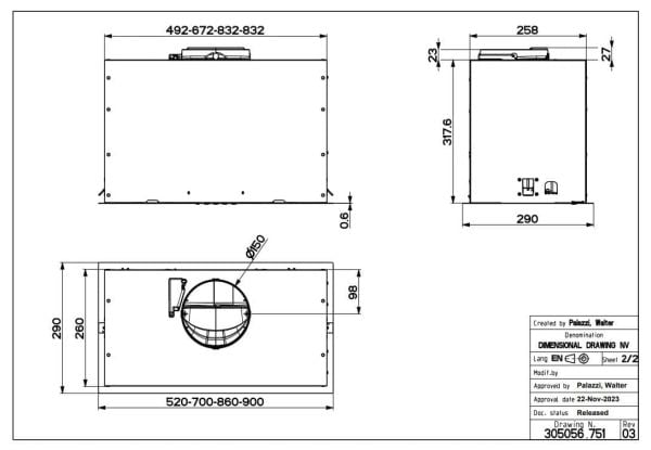 FABER S.p.A. 305.0665.355, 570 m³/t, Ducted, C, A, D, 63 dB