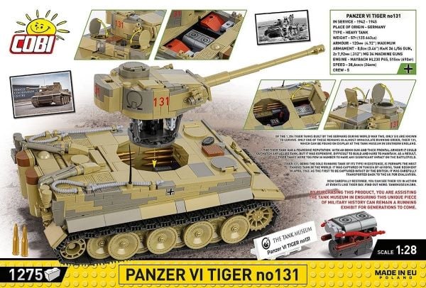 COBI Panzer VI Tiger no131, Byggesett, 9 år, 1275 stykker