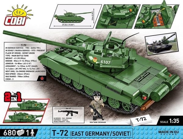 COBI T-72 (East Germany/Soviet), Rakennuspakkaus, 9 vuosi/vuosia, 680 kpl