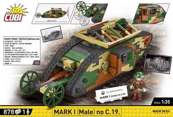 COBI Mark I Male no C.19, Byggesett, 9 år, Plast, 878 stykker