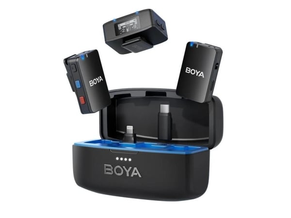 BOYA BOYAMIC, Lavalier-mikrofon, 200 m, Retningsuavhengig, 20 - 20000 Hz, Kameramonteringsmottaker, Sort, Blå, Rød