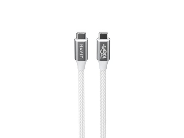 Havit 6939119066758, 1 m, USB C, USB C, 10 Gbit/sek, grå, hvit