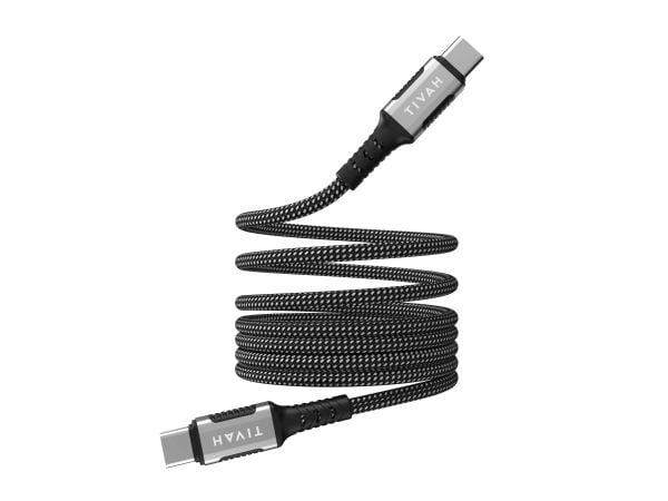 Havit 6939119077549, 1 m, USB C, USB C, Sort, Sølv, Hvid