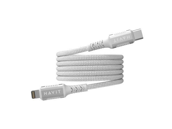 Havit 6939119077570, 1 m, Lightning, USB C, Sølv, Hvit, 4 mm, China