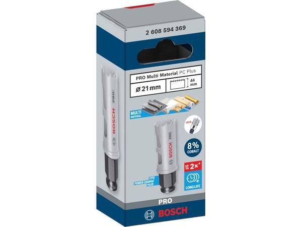 Bosch PRO Multi Material PC Plus, enkelt, bor, gips, metall, ikke-jernholdig metall, plast, mykt treverk, svart, grå, koboltlegert høyhastighetsstå...
