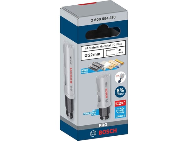 Bosch PRO Multi Material PC Plus, enkelt, bor, gips, metall, ikke-jernholdig metall, plast, mykt treverk, svart, grå, koboltlegert høyhastighetsstå...
