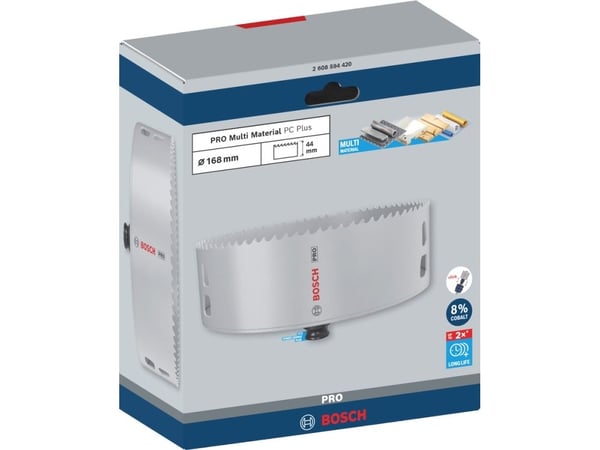 Bosch PRO Multi Material PC Plus, enkelt, bor, gips, metall, ikke-jernholdig metall, plast, mykt treverk, svart, grå, koboltlegert høyhastighetsstå...
