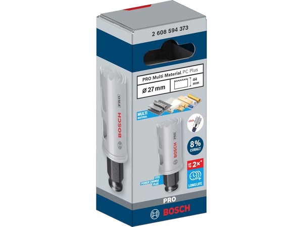 Bosch PRO Multi Material PC Plus, enkelt, bor, gips, metall, ikke-jernholdig metall, plast, mykt treverk, svart, grå, koboltlegert høyhastighetsstå...