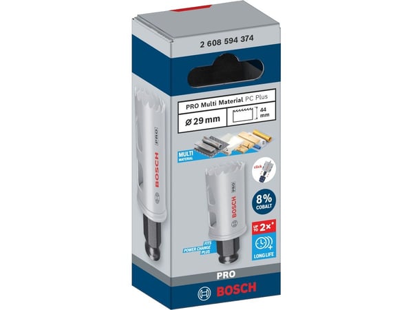 Bosch PRO Multi Material PC Plus, enkelt, bor, gips, metall, ikke-jernholdig metall, plast, mykt treverk, svart, grå, koboltlegert høyhastighetsstå...